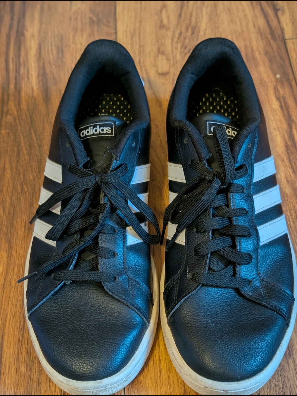 Adidas Men's Black/White Grand Court Lace-Up Sneakers